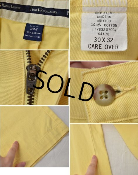 画像2: 【ラルフローレン】Ralph Lauren【イエロー】2タック【コットンパンツ】【30×32】  (2)