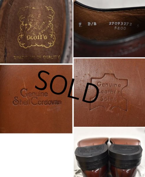 画像2: 【程度良好!!】【USA製】ビンテージ【SCOTTS】コードバン【ウィングチップ】レザーシューズ【9  D/B】【27cm程度】  (2)