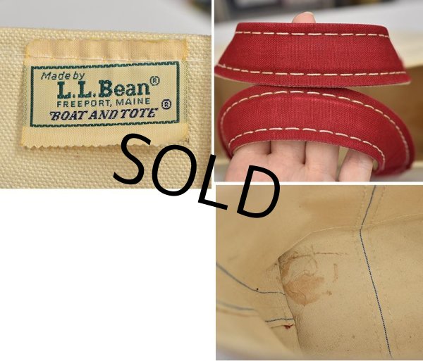 画像2: 耳付き 80's【ビンテージ】【USA製】L.L.bean【L.L.ビーン】【白×赤】【キャンバス】【トートバッグ】ビーントート  (2)