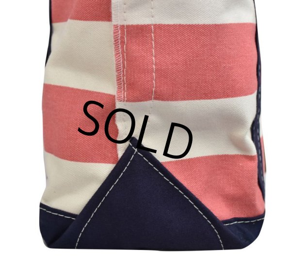 画像4: USA製【ビンテージ】LLビーン【L.L.bean】【ピンクx白×紺】【ボーダー柄】【天ファスナー付き】【トートバッグ】  (4)