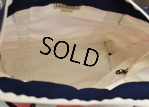 画像7: USA製【ビンテージ】LLビーン【L.L.bean】【ピンクx白×紺】【ボーダー柄】【天ファスナー付き】【トートバッグ】  (7)