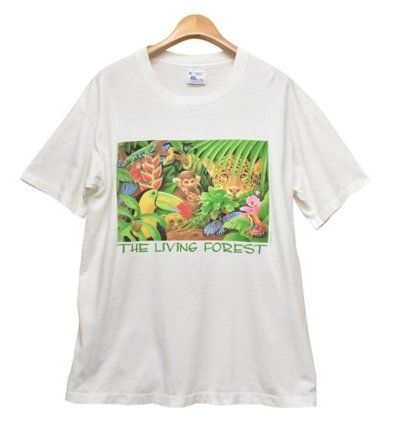 画像1: 【USA製】【ビンテージ】【The living forest】【動物プリント】【白】【Tシャツ】【サイズＸＬ】  (1)