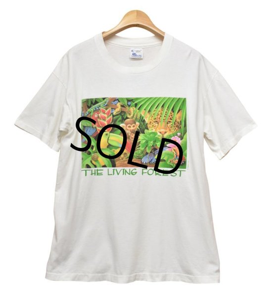 画像1: 【USA製】【ビンテージ】【The living forest】【動物プリント】【白】【Tシャツ】【サイズＸＬ】  (1)