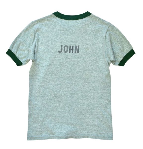 画像4: 80's【ビンテージ】【USA製】スポーツウェア【緑しもふりリンガーTシャツ】【サイズＭ】   (4)