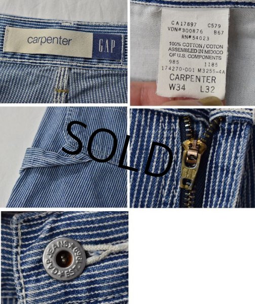 画像2: 【ビンテージ】【GAP】ギャップ【ヒッコリーストライプ】【ペインターパンツ】【ワークパンツ】【34×32】  (2)
