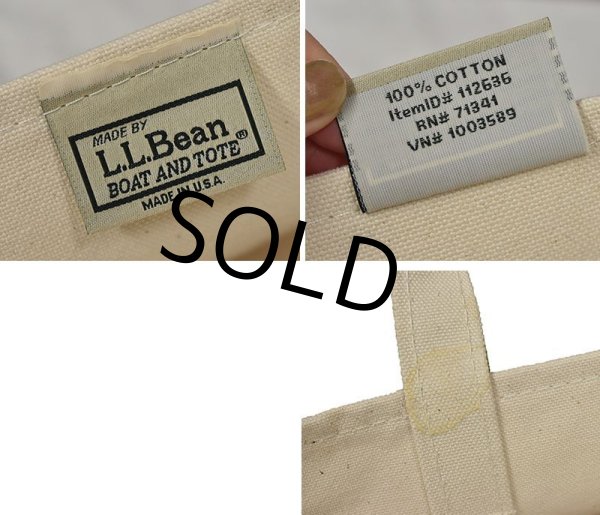 画像2: 【程度良好!!】【USA製】【ビンテージ】【L.L.bean】白xモスグリーン【キャンバス】【トートバッグ】【キャンパストート】  (2)
