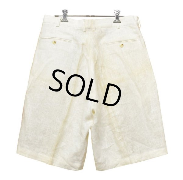 画像3: 【未使用】ビンテージ【ULTRA BAY】【2タック】【リネン】生成り【ショートパンツ】 【短パン】【ショーツ】【W32】  (3)
