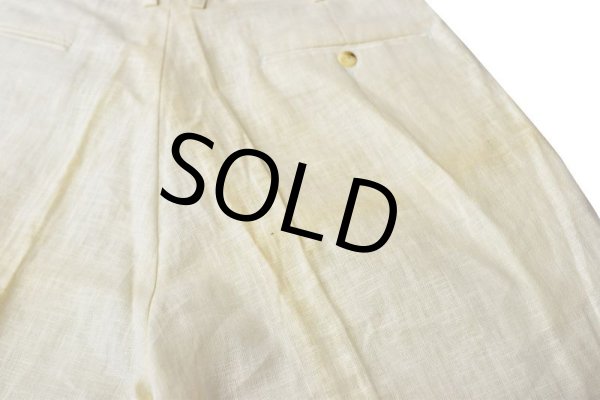 画像4: 【未使用】ビンテージ【ULTRA BAY】【2タック】【リネン】生成り【ショートパンツ】 【短パン】【ショーツ】【W32】  (4)