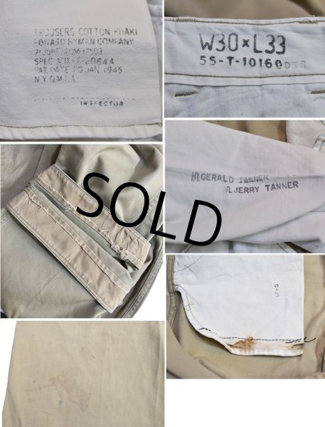 画像4: 【50's】【ビンテージ】U.S.ARMY【米軍実物】ダブルステッチ【45カーキ】４５カーキ【チノパンツ】【３０Ｘ３3】  (4)