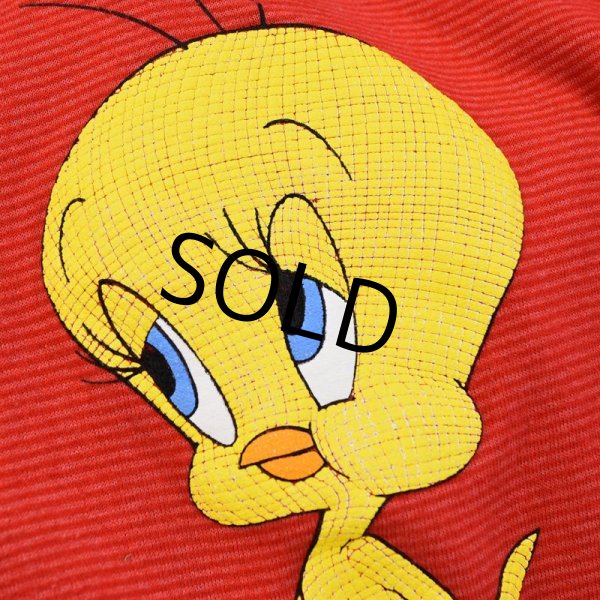 画像3: 【USA製】【ビンテージ】【SIX FLAGS】【赤ボーダー】【LOONEY TUNES】【トゥイーティー】【スウェット】【サイズXXL】  (3)