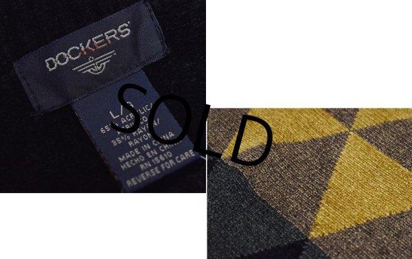 画像2: 【ビンテージ】【Dockers】ドッカーズ【黒x茶xベージュ】三角模様【アクリルxレーヨン】【セーター】【サイズL】  (2)