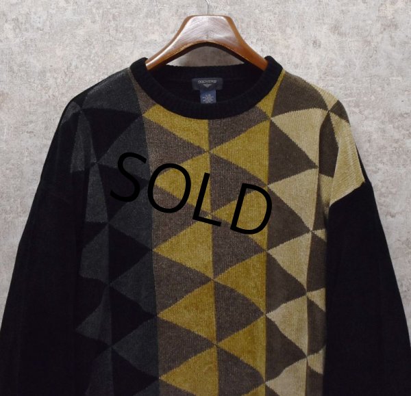 画像4: 【ビンテージ】【Dockers】ドッカーズ【黒x茶xベージュ】三角模様【アクリルxレーヨン】【セーター】【サイズL】  (4)