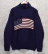 画像1: 【USA製】【ビンテージ】【オールドラルフローレン】POLO RALPH LAUREN【紺】星条旗【タートルネック】【アクリルセーター】【サイズＬ】  (1)