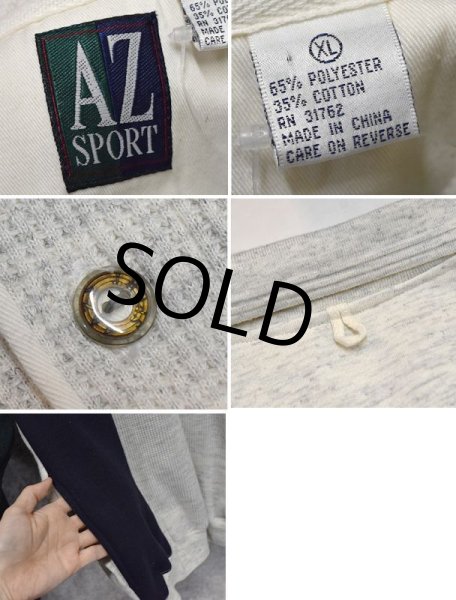 画像2: ほぼ未使用【ビンテージ】【AZ sports】【グレーサーマル×紺×緑】【襟付き】【ヘンリーネック】スウェット【サイズＸＬ】  (2)