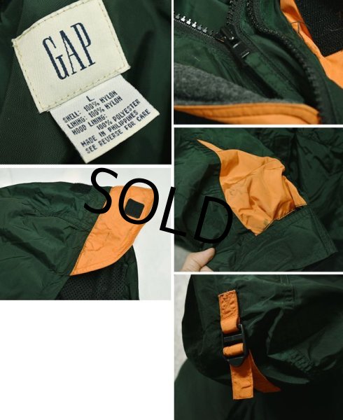 画像2: 【ビンテージ】【ＧＡＰ】オールドギャップ【深緑×オレンジ】【ナイロン】【フルジップパーカー】マウンテンパーカー【サイズＬ】  (2)
