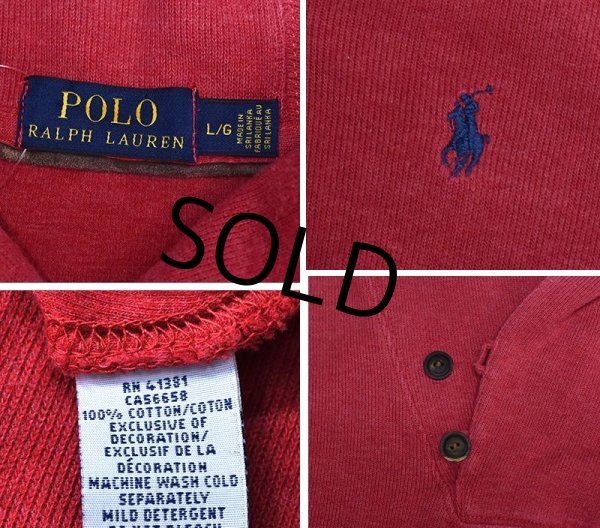 画像2: 【ラルフローレン】【赤】【ショールカラー】【コットンセーター】【サイズL】  (2)