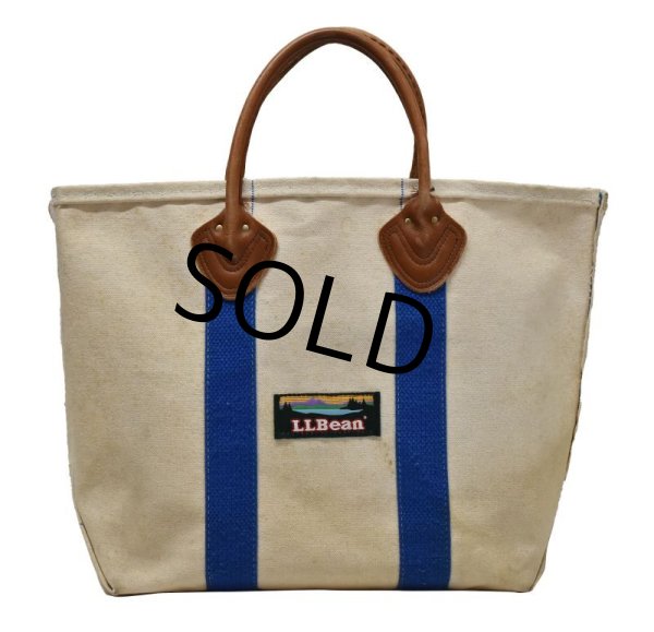 画像3: 【ビンテージ】【L.L.bean】【L.L.ビーン】【白×青】【レザーハンドル】【キャンバストートバッグ】  (3)