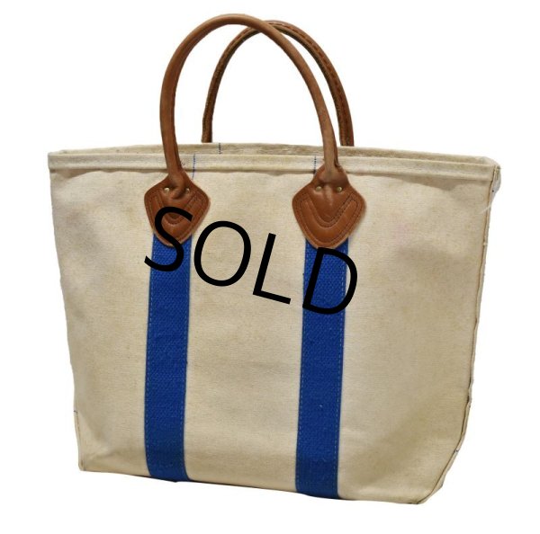 画像4: 【ビンテージ】【L.L.bean】【L.L.ビーン】【白×青】【レザーハンドル】【キャンバストートバッグ】  (4)