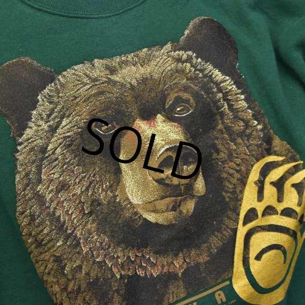 画像3: 程度良好【90s】【ビンテージ】【USA製】【hanes】緑【クマ】ALASKA【スウェット】【サイズＬ】  (3)