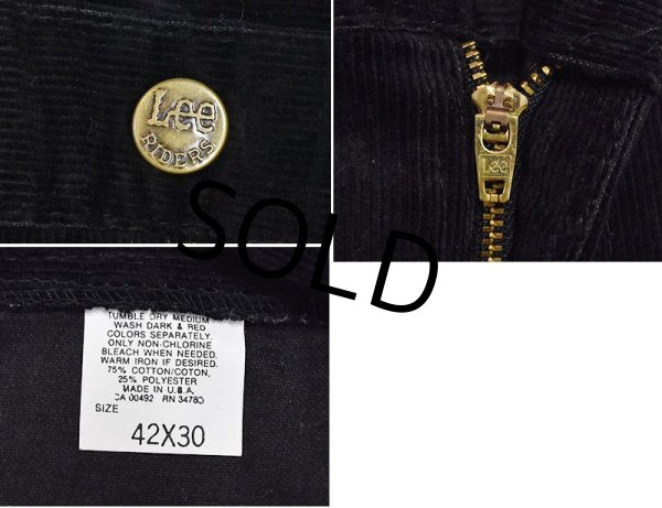 画像3: 大きめサイズ‼【デッドストック】【USA製】【Lee】リー【200】【黒】ストレート【コーデュロイパンツ】【42ｘ30】  (3)