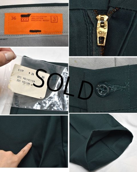 画像2: 【ほぼ未使用】【ビンテージ】【80s】【緑】ポリコットン【ワークパンツ】【36×30】  (2)