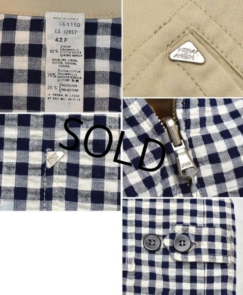 画像2: 【フランス製】ビンテージ【NEWMAN】【ベージュｘギンガムチェック】【リバーシブル】【レディース】【ジップアップブルゾン】【42Ｆ】  (2)