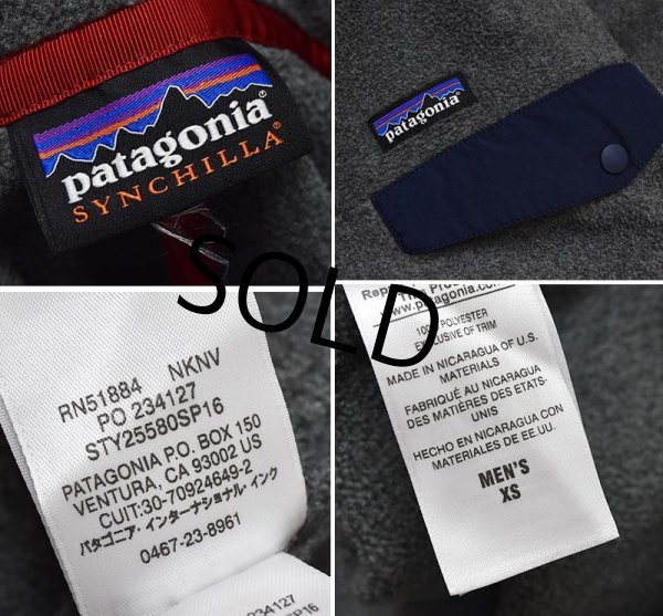 画像2: 【パタゴニア】patagonia【グレー×紺】シンチラフリース【スナップT】プルオーバー 25580【サイズXS】  (2)