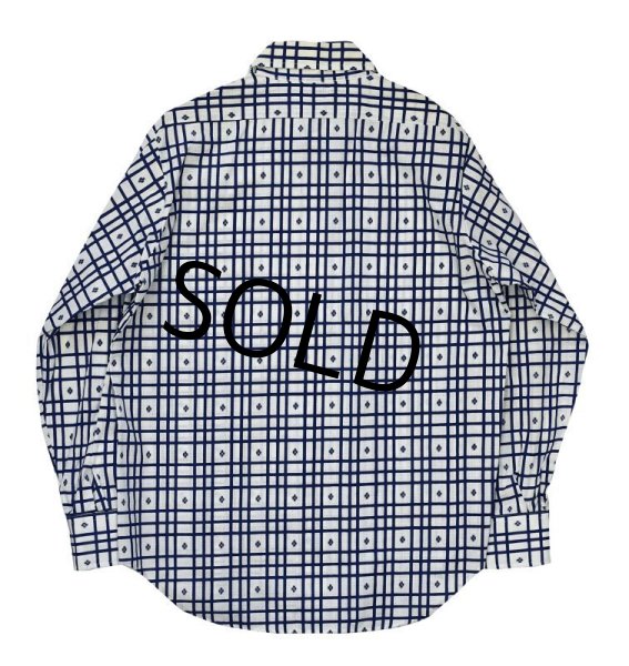 画像3: 70’ｓ【デッドストック】【SUTTON】【白ｘ紺 格子柄】【ポリコットンシャツ】 【サイズＭ】  (3)