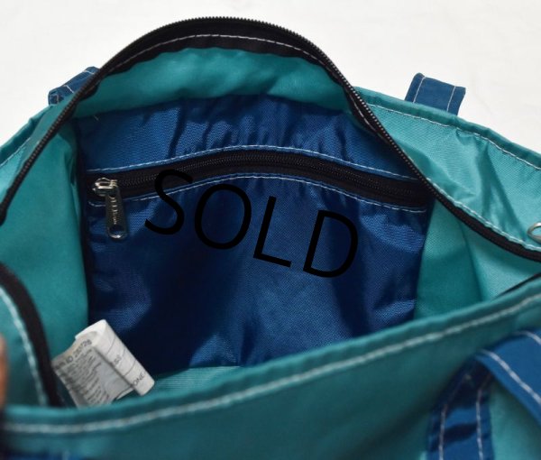 画像3: 【ビンテージ】【L.L.bean】【L.L.ビーン】【ターコイズx水色】【ナイロントートバッグ】  (3)
