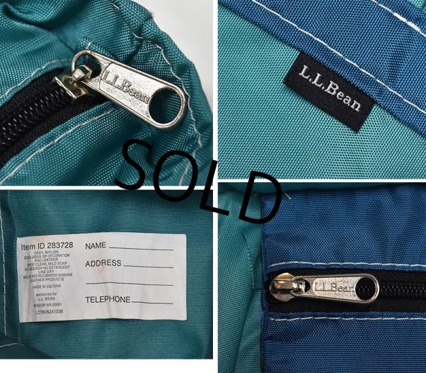 画像2: 【ビンテージ】【L.L.bean】【L.L.ビーン】【ターコイズx水色】【ナイロントートバッグ】  (2)