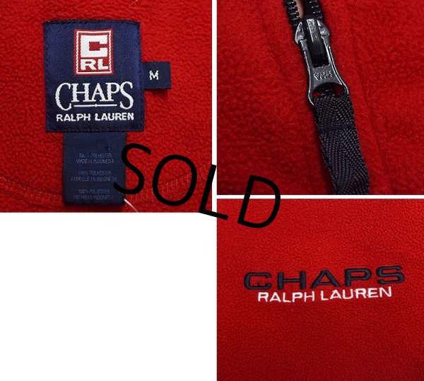 画像2: 【CHAPS】チャップス【ラルフローレン】RALPH LAUREN【赤ｘ黒 ふちどり】【ハーフジップフリースジャケット】【サイズＭ】   (2)