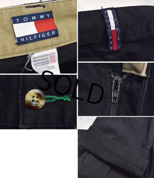 画像2: 【トミーヒルフィガー】【TOMMY HILFIGER】【黒】【ブラック】【コットンパンツ】【34×32】  (2)