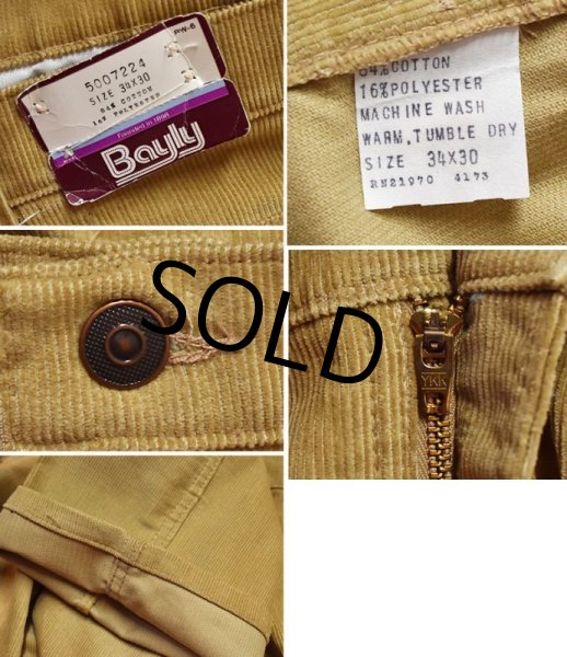 画像2: 80's【デッドストック】ビンテージ【USA製】【Bayly】【ベイリー】【ライトブラウン】ブーツカット【コーデュロイパンツ】フレアパンツ【34X30】  (2)