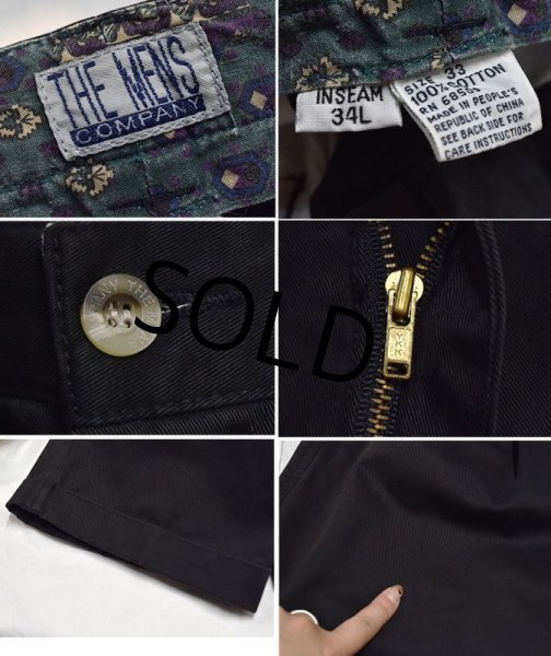 画像3: 90's【ビンテージ】【THE MENS COMPANY】【黒】【ブラック】【２タックコットンパンツ】【33×34】  (3)