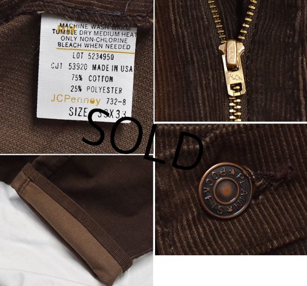 画像2: USA製 ビンテージ【JCペニー】ブラウン【コーデュロイパンツ】【33X33】  (2)