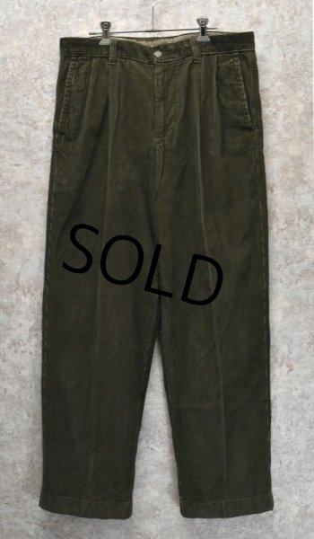 画像3: 【ビンテージ】LL.bean【LLビーン】【２タック】【コーデュロイパンツ】モスグリーン【３４×３２】  (3)