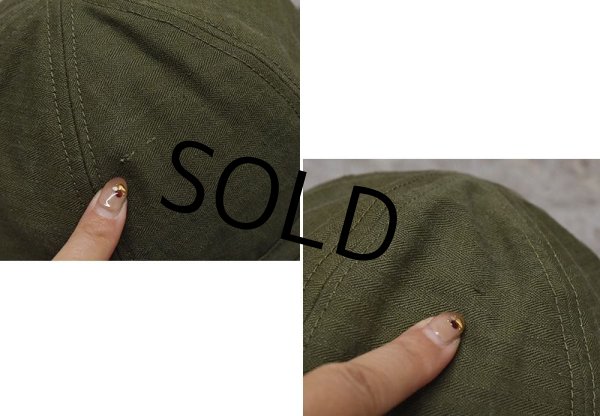 画像2: 40s【ビンテージ】米軍実物【u.s.army】【HBT生地】【オリジナルリメイク】【M３７タイプハット】   (2)