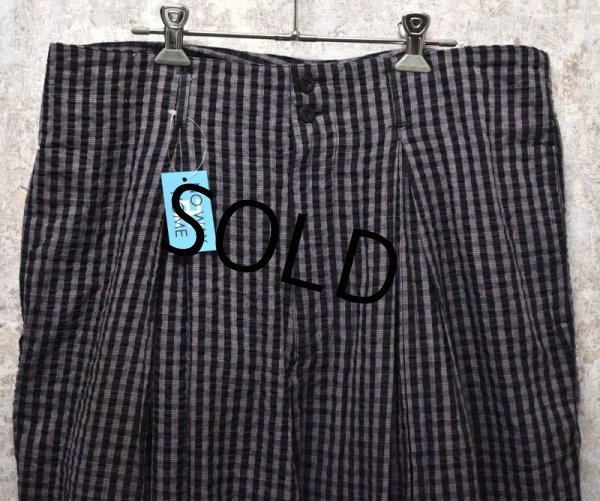 画像5: 【DOSHA】【紫Ｘ黒】【シアサッカー】【タック入りコットンパンツ】【タック入りコットンスラックス】【36Ｘ33】  (5)