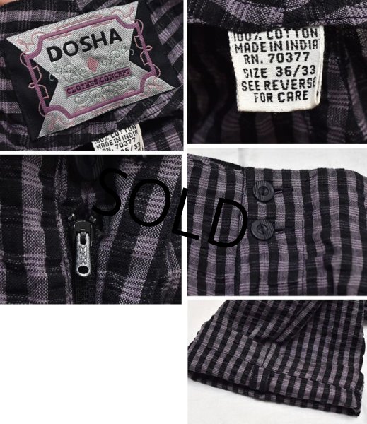 画像3: 【DOSHA】【紫Ｘ黒】【シアサッカー】【タック入りコットンパンツ】【タック入りコットンスラックス】【36Ｘ33】  (3)