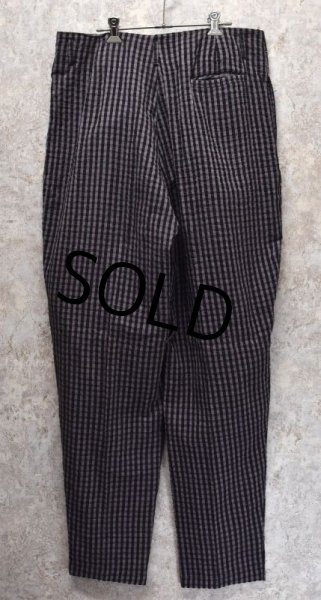 画像4: 【DOSHA】【紫Ｘ黒】【シアサッカー】【タック入りコットンパンツ】【タック入りコットンスラックス】【36Ｘ33】  (4)