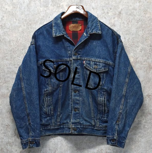 画像1: 【USA製】ビンテージ【LEVI'S】【リーバイス】【70417-0814】【赤ｘ黒チェックライニング付き】【デニムジャケット】【サイズＭ】  (1)