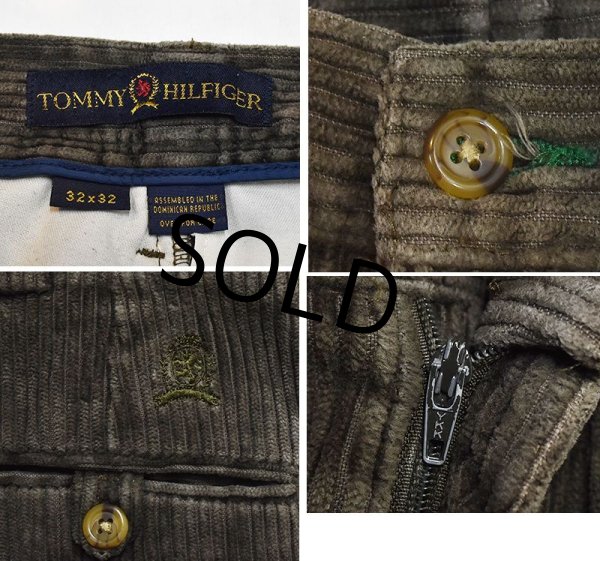 画像3: 【トミーヒルフィガー】【TOMMY HILFIGER】【カーキグリーン】【太畝】2タック【コーデュロイパンツ】【32×32】  (3)