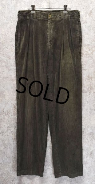 画像2: 【トミーヒルフィガー】【TOMMY HILFIGER】【カーキグリーン】【太畝】2タック【コーデュロイパンツ】【32×32】  (2)