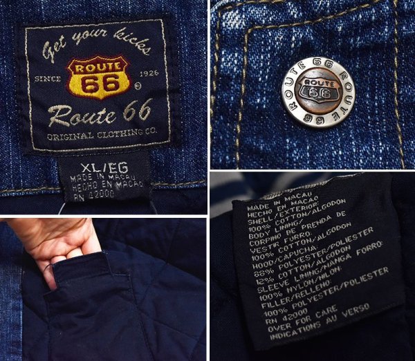 画像2: 【ビンテージ】【Route66】【ルート66】【デニム×グレー】【中綿入り】【スタジャン】【サイズXL】  (2)