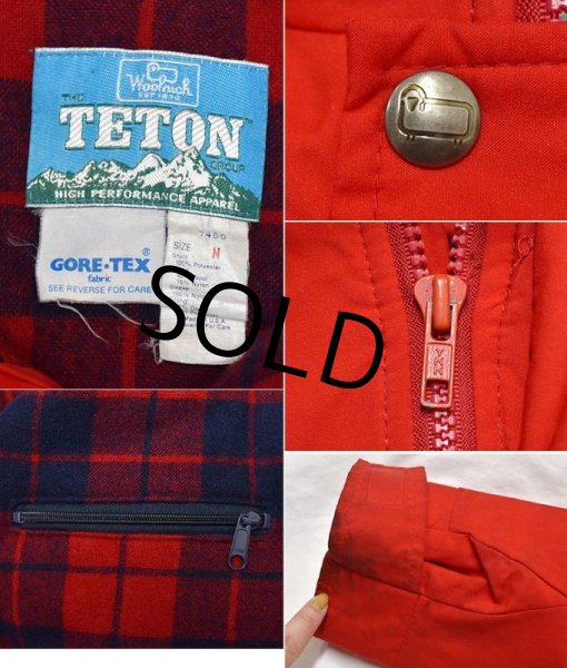 画像2: 【USA製】ビンテージ【ウールリッチ】【Woolrich】【TETON】【赤】中綿入り【ゴアテックス】【チェック裏地】【ジップアップブルゾン】【サイズM】  (2)