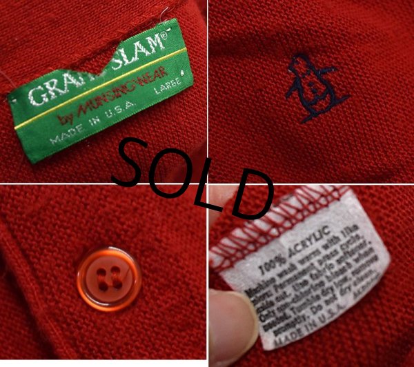 画像2: USA製【ビンテージ】マンシングウェア【GRAND SLAM】【赤】【アクリルカーディガン】【サイズL】  (2)