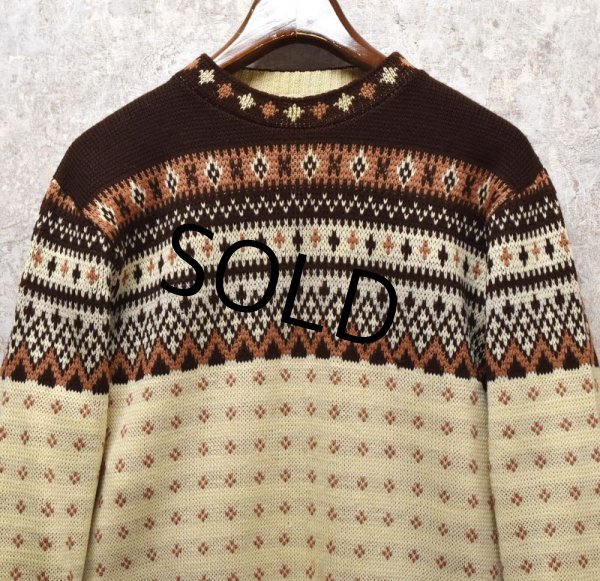 画像4: 50’s【ビンテージ】【Jersild】【ジャーシルド】【ブラウンx白】ジャガード【ノルディック風】【ウールセーター】【サイズL】  (4)