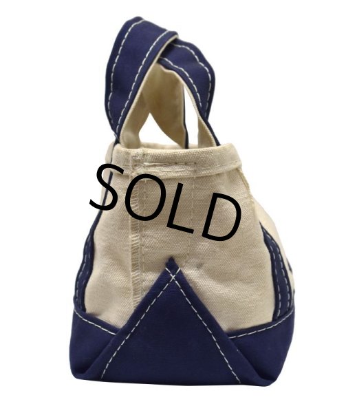 画像4: 【USA製】【ビンテージ】【L.L.bean】白x紺【キャンバス】極小【ミニミニトートバッグ】【ビーントート】  (4)
