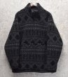 画像1: 90's USA製【ビンテージ】【ウールリッチ】【Woolrich】【チャコールＸ黒】ネイティブ柄【ハーフジップ】【フリースジャケット】プルオーバー【サイズＭ】  (1)