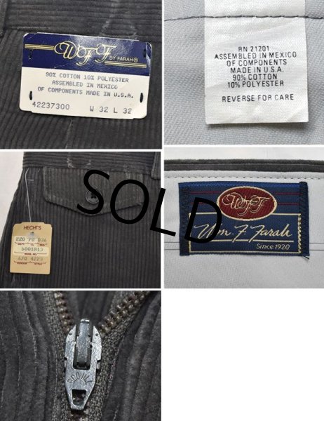 画像2: デッドストック【USA製】【W.F.FARAH】【W.F.ファーラー】【グレー】【コーデュロイパンツ】【コーデュロイスラックス】【32x32】  (2)